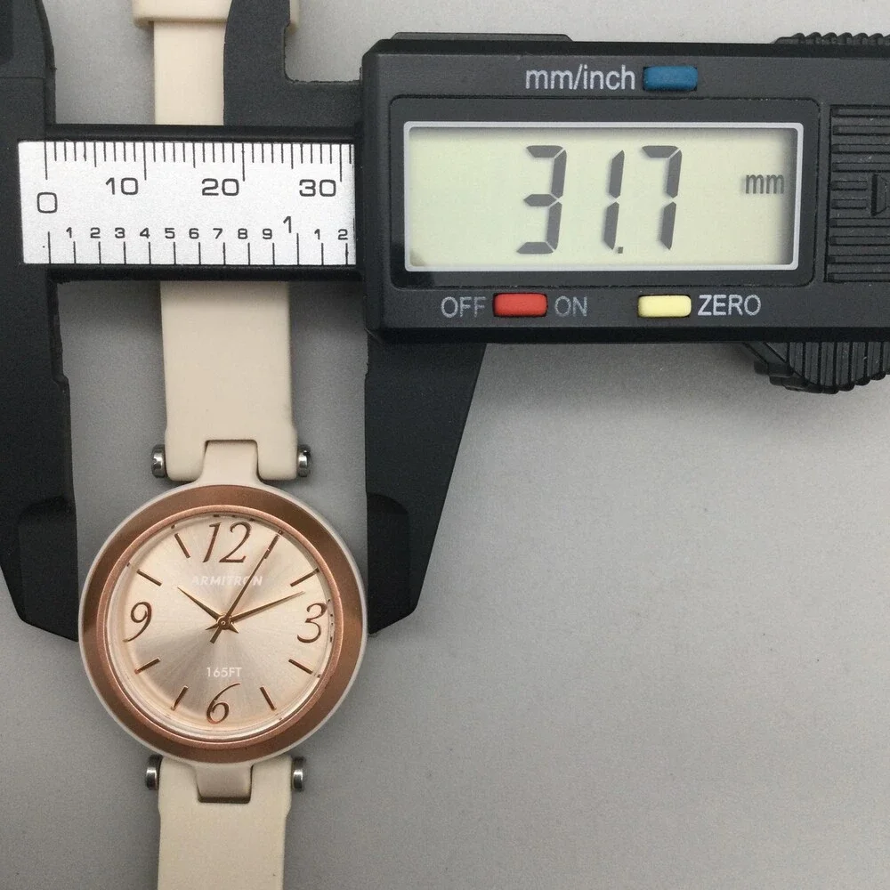 Armitron Pro Sport Womens Watch 32mm Rose Gold Tone Beige Resin New Battery